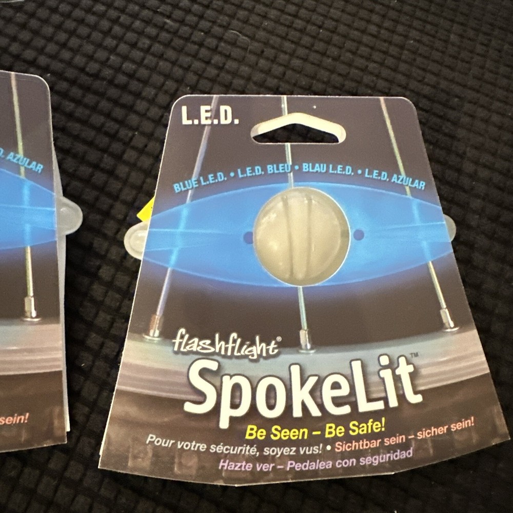 Flashlight Spokelit Safety Bicycle Light Blue LED Glow Or Flash 5" Easy Install