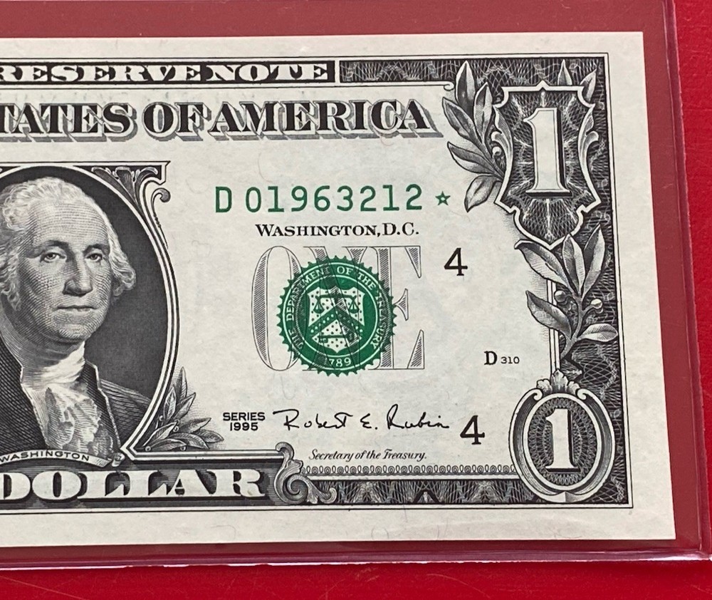 1995 Wow Star note  $1 DOLLAR BILL ( Cleveland '' D '' ) ,UNCIRCULATED