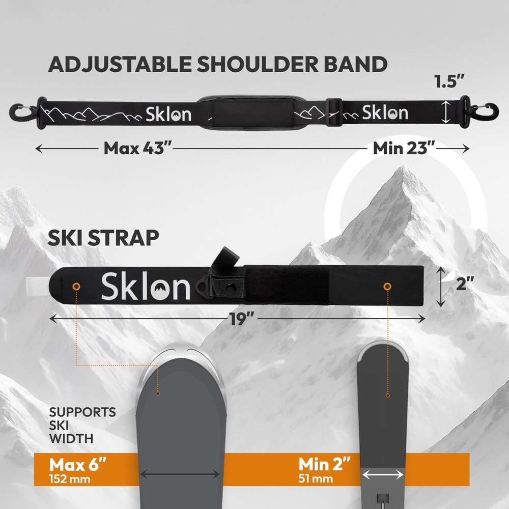 Sklon Ski Strap and Pole Carrier | Avoid the Struggle and Effortlessly Transp...