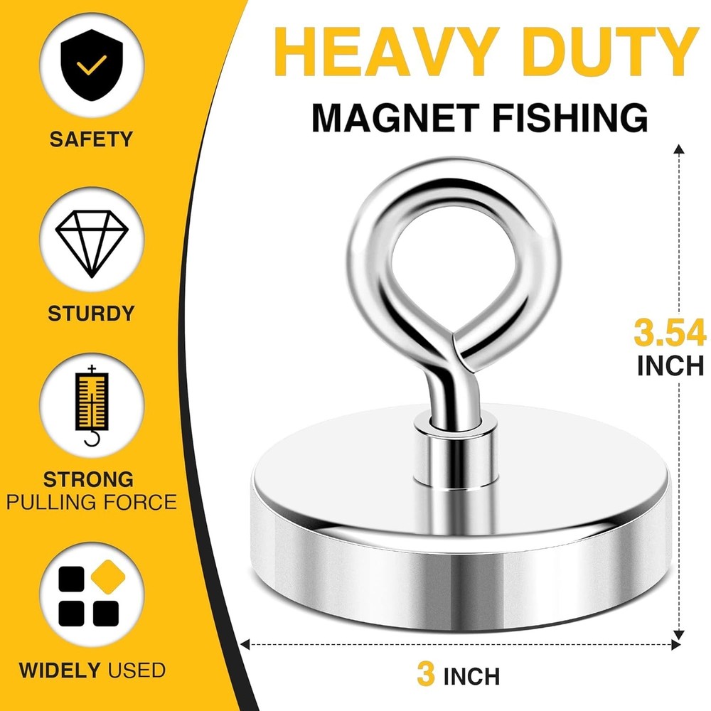 700LB Neodymium Magnet with Countersunk Eyebolt - Rust Resistant Design