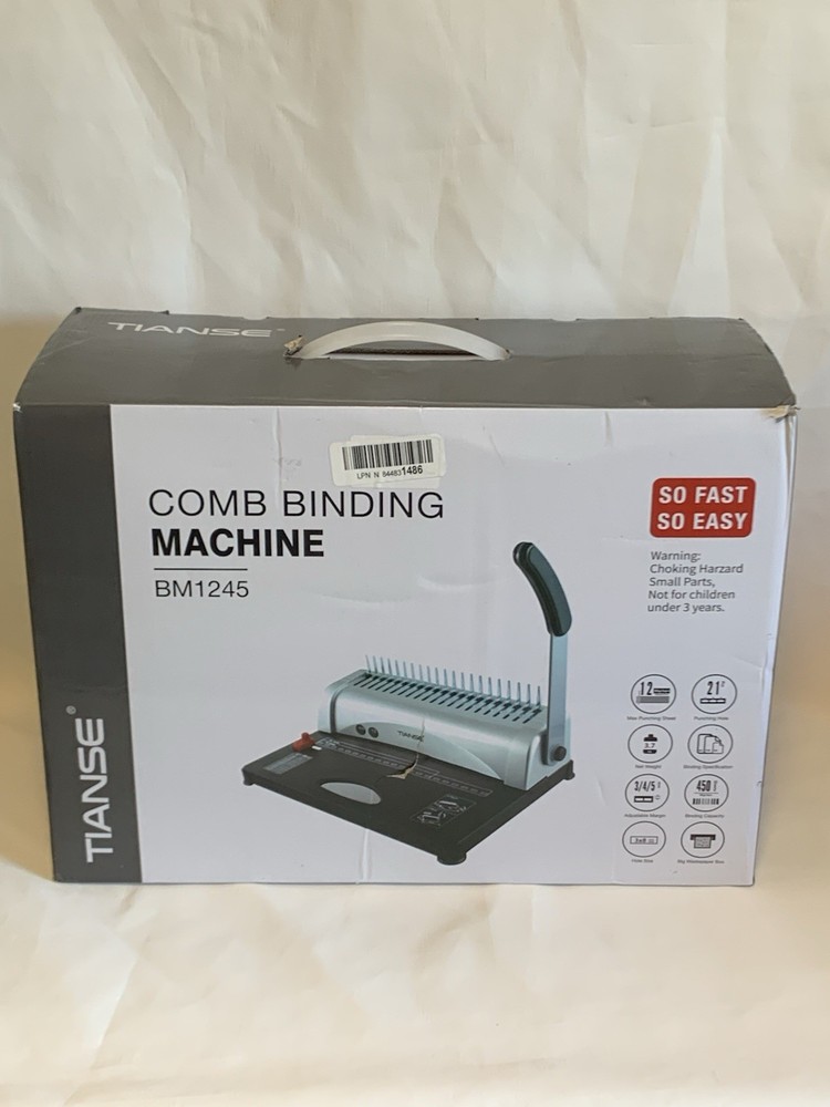 Tianse BM1245 COMB BINDING MACHINE 450 Sheets, 12 Max Punching, Open Box