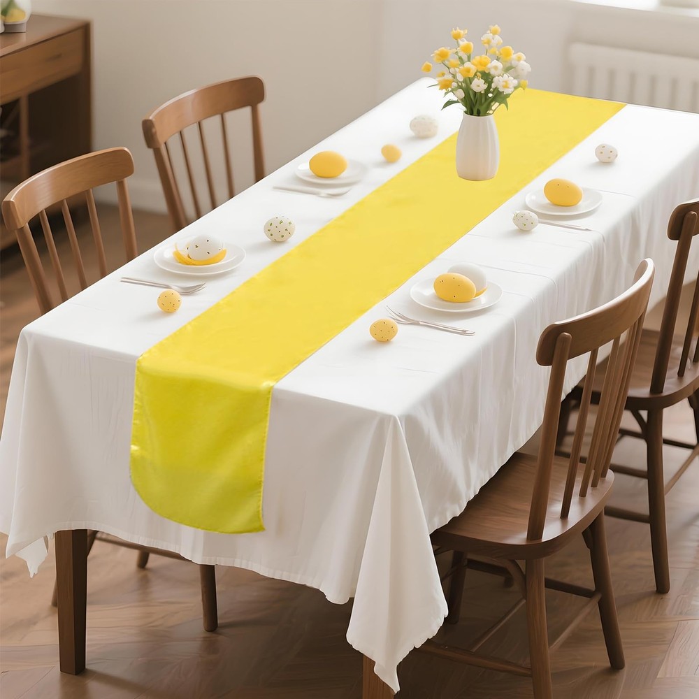12 Pcs Pastel Assorted Color Satin Silk Table Runners, Spring Easter Party Ch...
