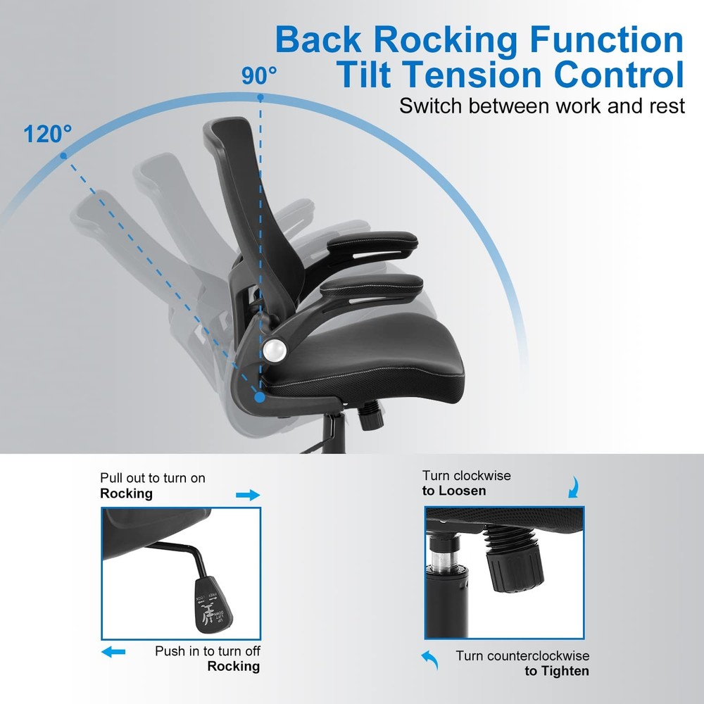 X XISHE Ergonomic Adjustable Height Home Desk, Swivel Mesh Midback Computer