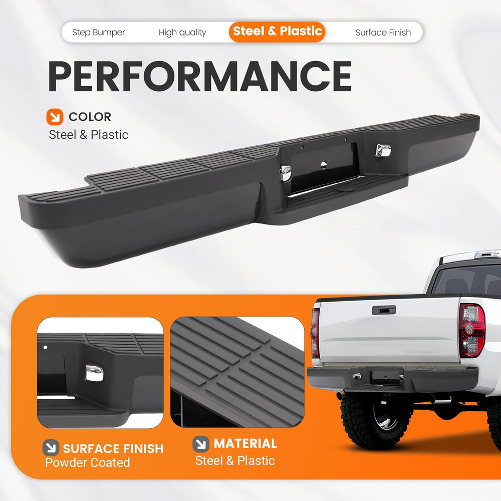 Rear Step Bumper Compatible with 1993-2011 Ford Ranger Fleetside/Styleside Super