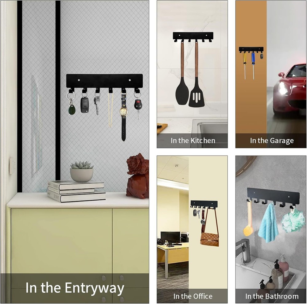Key Holder for Wall Key Hooks with 6 Hooks Wall Mounted Key Holder for