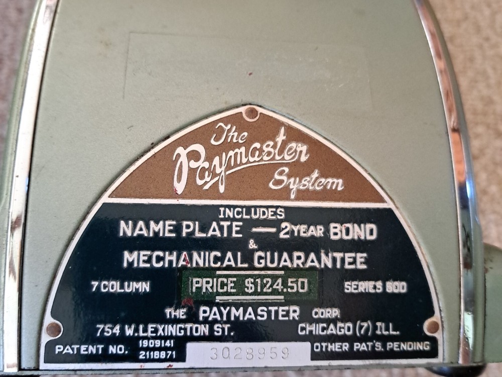 Vintage Antique Paymaster Series 600 Check Writing Machine