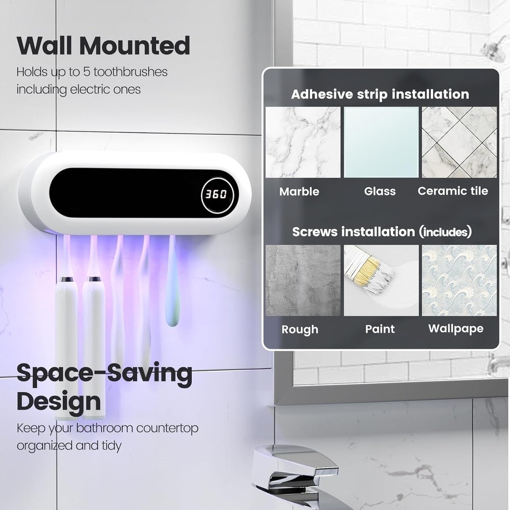 MIMORE Toothbrush Holder, 5 Toothbrush Slots & Timer Function