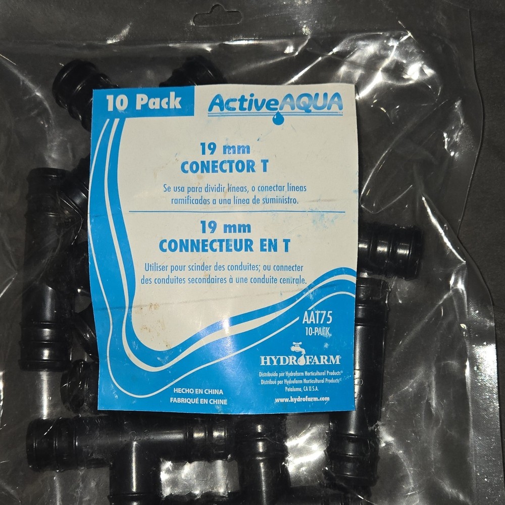 ActiveAqua 3/4 in Hose Barb Tee Connector Plastic 10 Pack AAT75