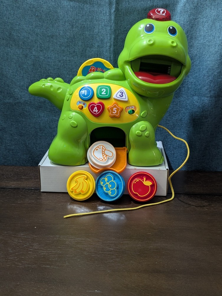 VTech Chomp & Count Dino | Electronic Learning Pull Toy | Tested & Works!