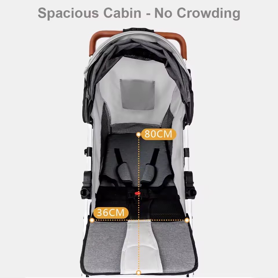 Lightweight Foldable Baby Stroller – Reclining Backrest, Steel Frame