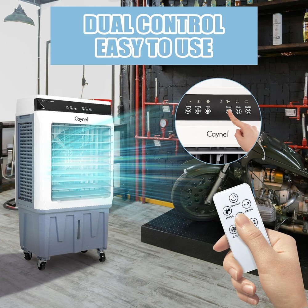 Evaporative Swamp Cooler with 5.3 Gallon 12 Hour Timer & 3 Fan Speed Settings