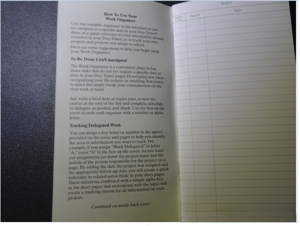 Day-Timer Pocket Work Organizer + Instructions, Stapled, 3 1/2" x 6", #48800