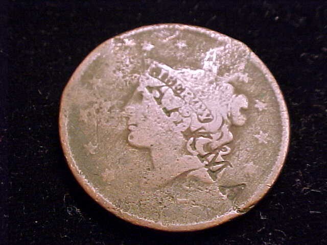 1837 Large Cent, Counterstamped "A. Parkman"