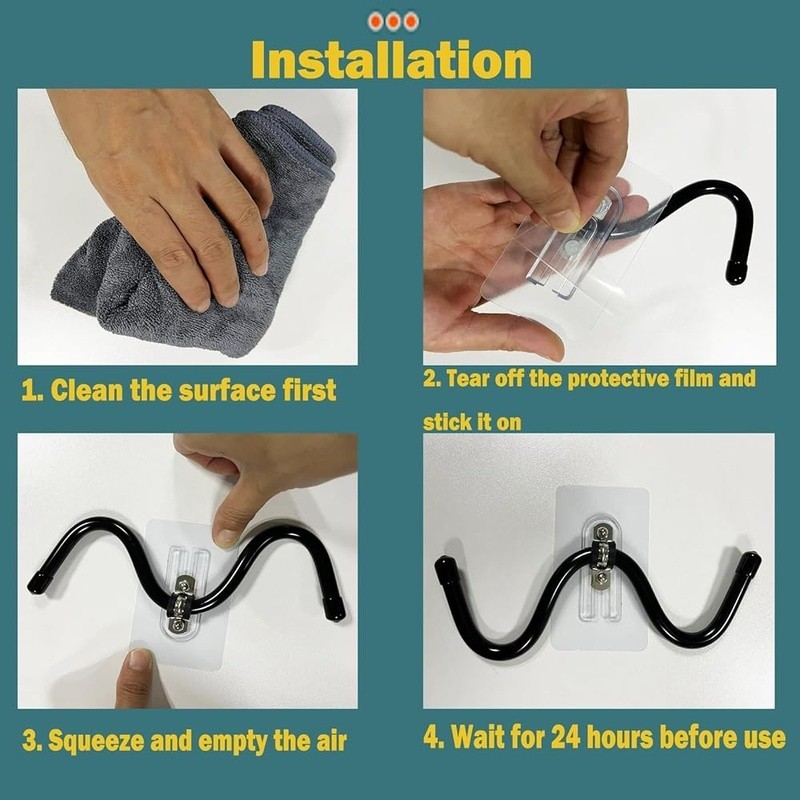 Self-Adhesive Wall Hooks Coffee Mugs Kitchen Storage Organizer 4 Hooks New