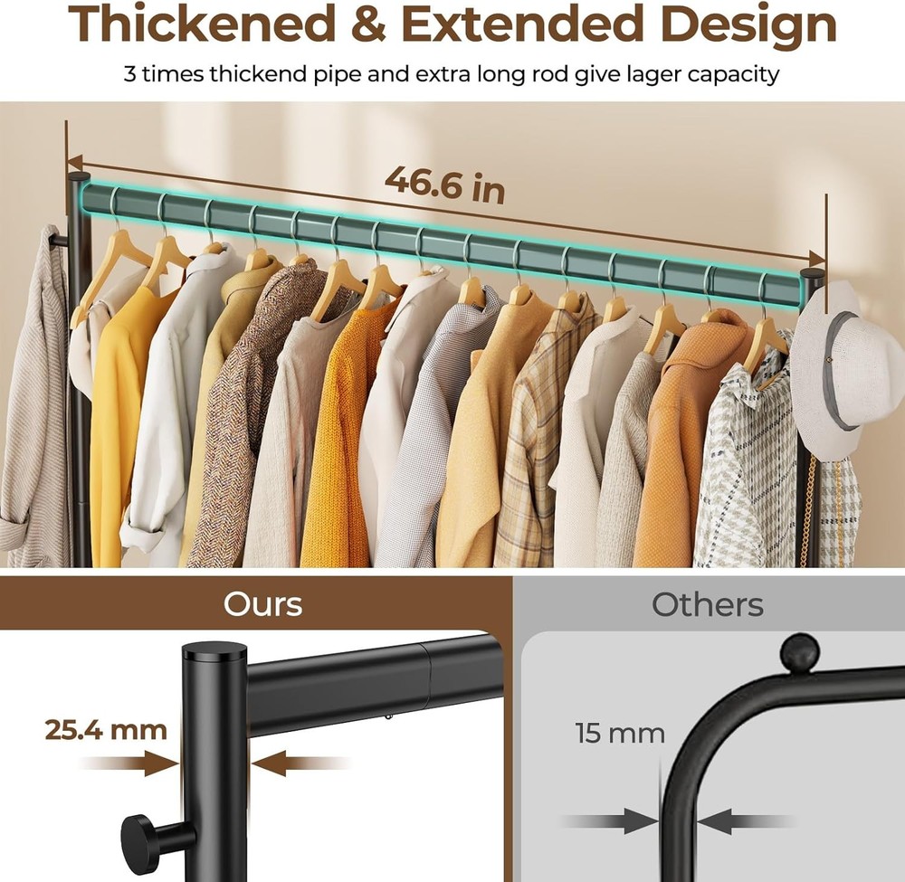 Clothes Rack Rolling Heavy Duty 420 lbs Black