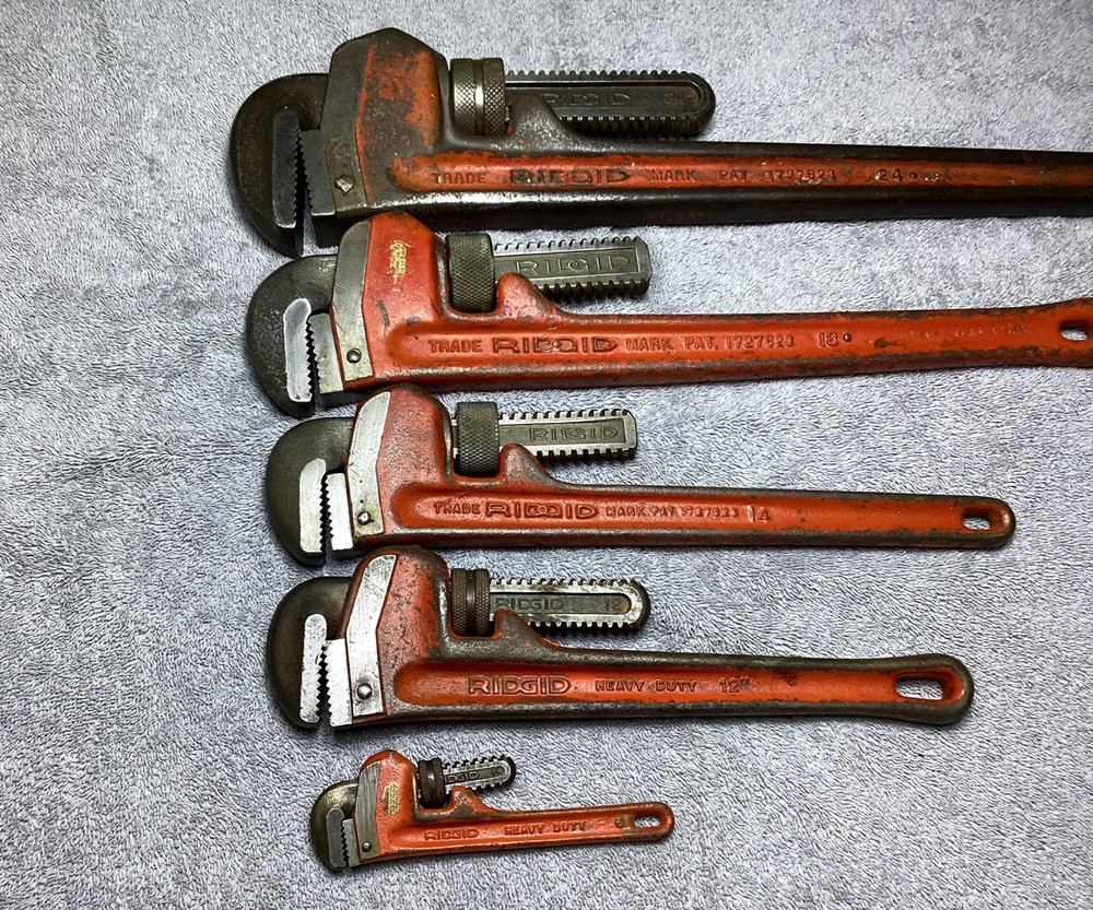 5 RIDGID PIPE WRENCHES (6,12,14,18,24”)