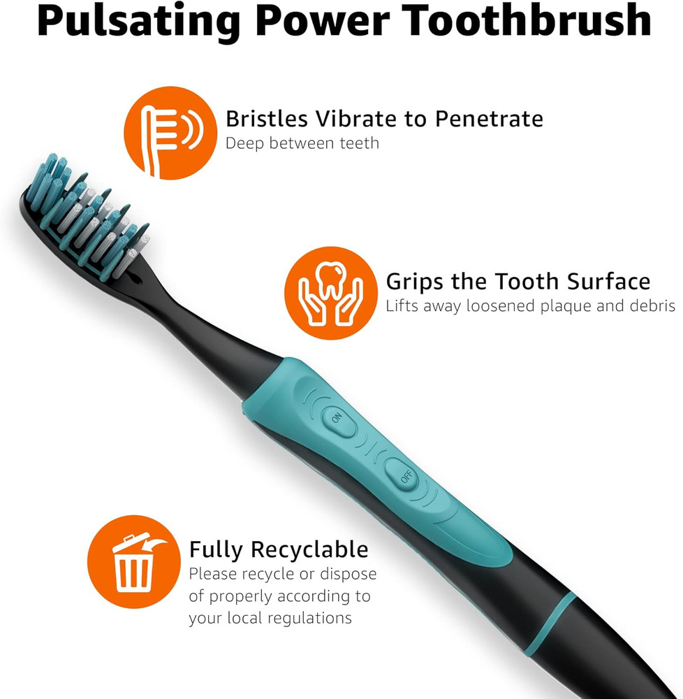 Soft Toothbrushes for Adults - Pulsating Deep Cleaning with Soft Bristles, 2 Cou
