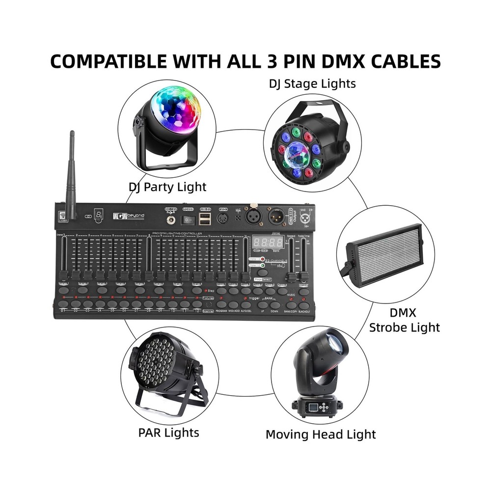 Wireless DMX Controller,384 Channel DMX512 Controller Stage Lighting Equipmen...