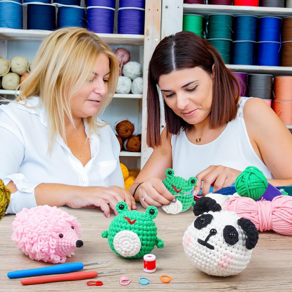 Beginner Crochet Kit With Step-by-Step Video Tutorials - Create Panda, Frog &...