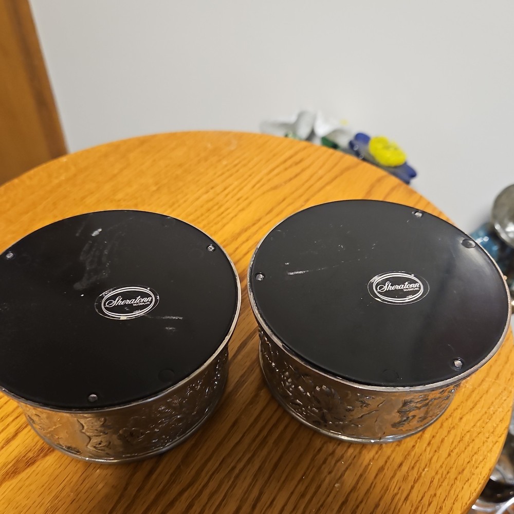 Sheraton Silverplate Vine Pattern Wine Bottle Coasters Set of 2