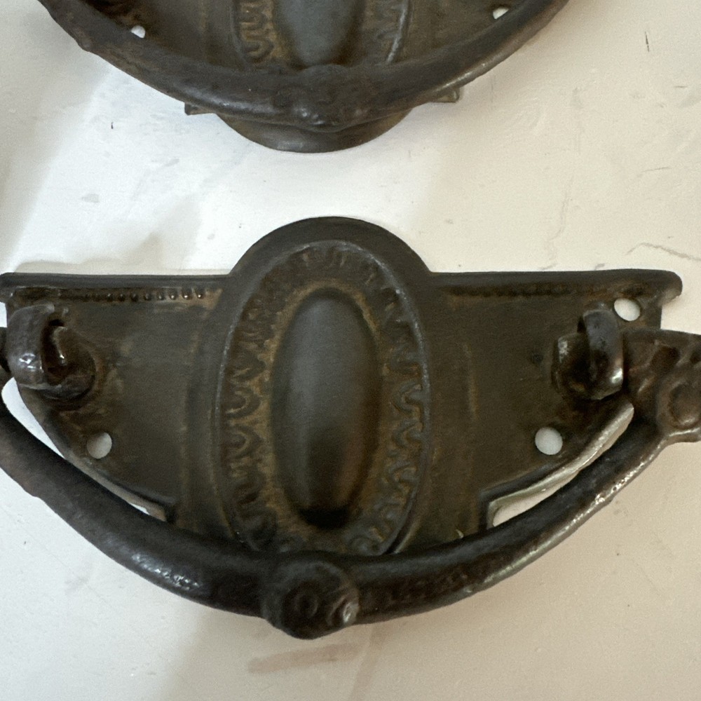 Set of 3 ANTIQUE Drawer Pulls Cast Drop Handles