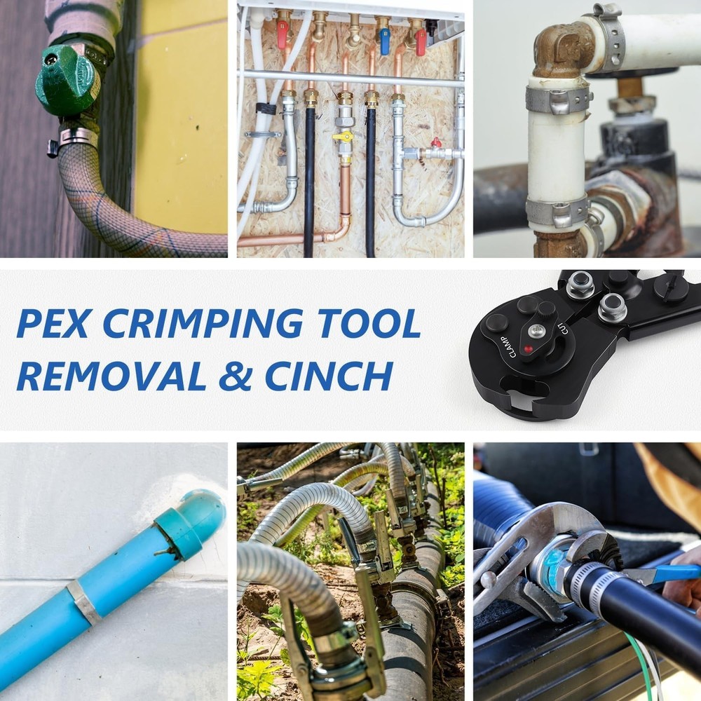 2 IN 1 Ratchet PEX Crimping Tool Kit - Cinch and Remove Dual Function Suitabl...