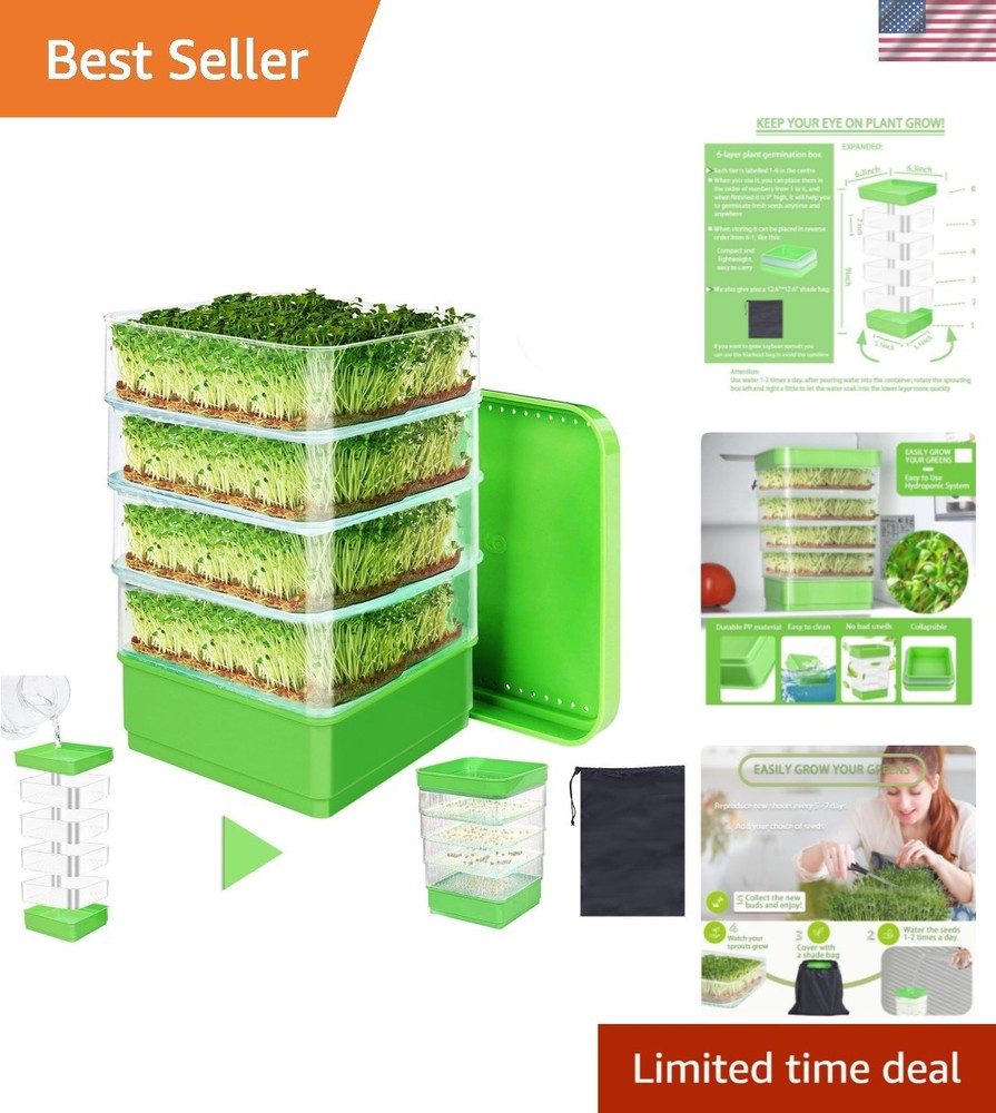 4-Tier Seed Sprouting Kit with Drain Holes and Drain Tray, Upgrade Stackable ...