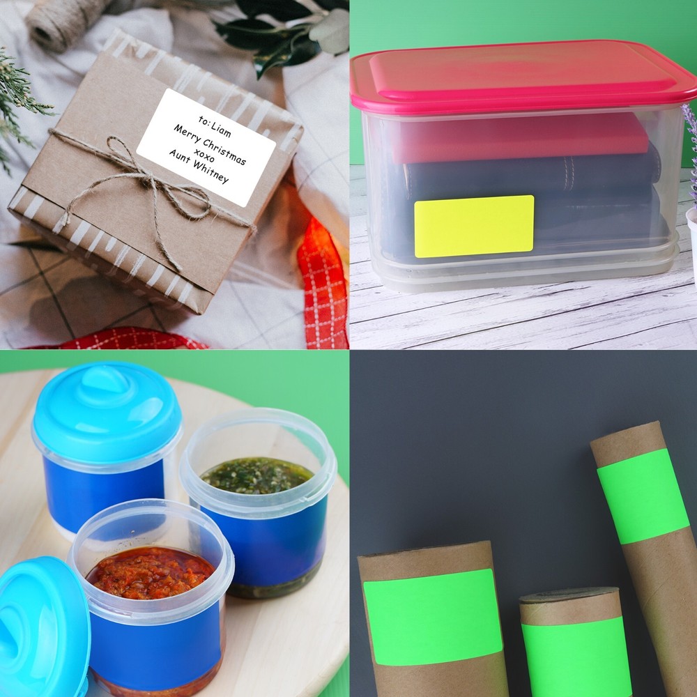 Rectangle Colored Black Labels in Various Sizes (1" x 3/8" - 4" x 2") 15 Sheets