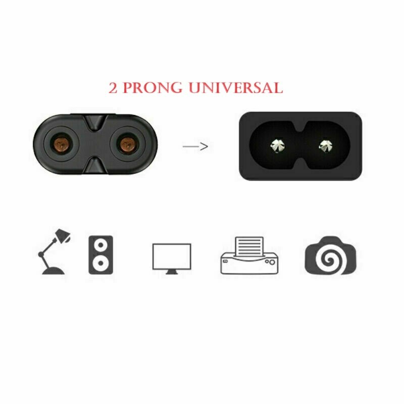 2-Prong AC Power Cord Cable Replacement for TV Printer AC Adapter Power Cord