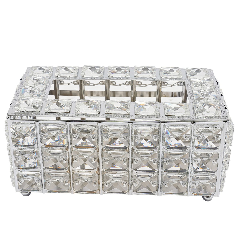 Crystal Tissue Box Rhinestone Rectangular Napkin Case Paper Tissue Holder Box
