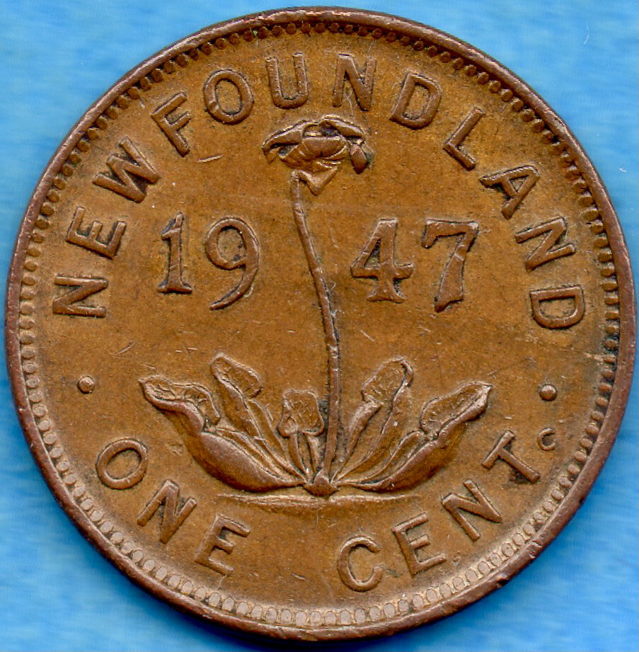 Canada Newfoundland 1947 c 1 Cent Small Penny Coin - EF