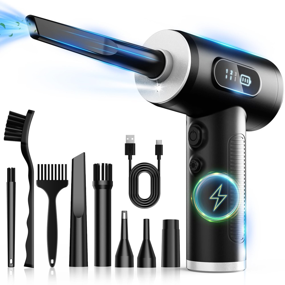 Compressed Duster-3 Gear Adjustable 100000RPM Duster with Light, Rechargeable...