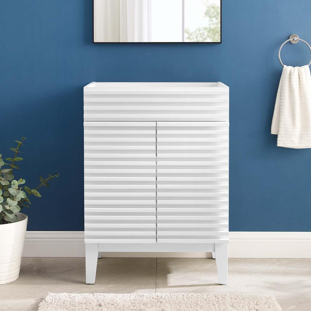 Modway Render Modern Style Wood Bathroom Vanity Cabinet in White