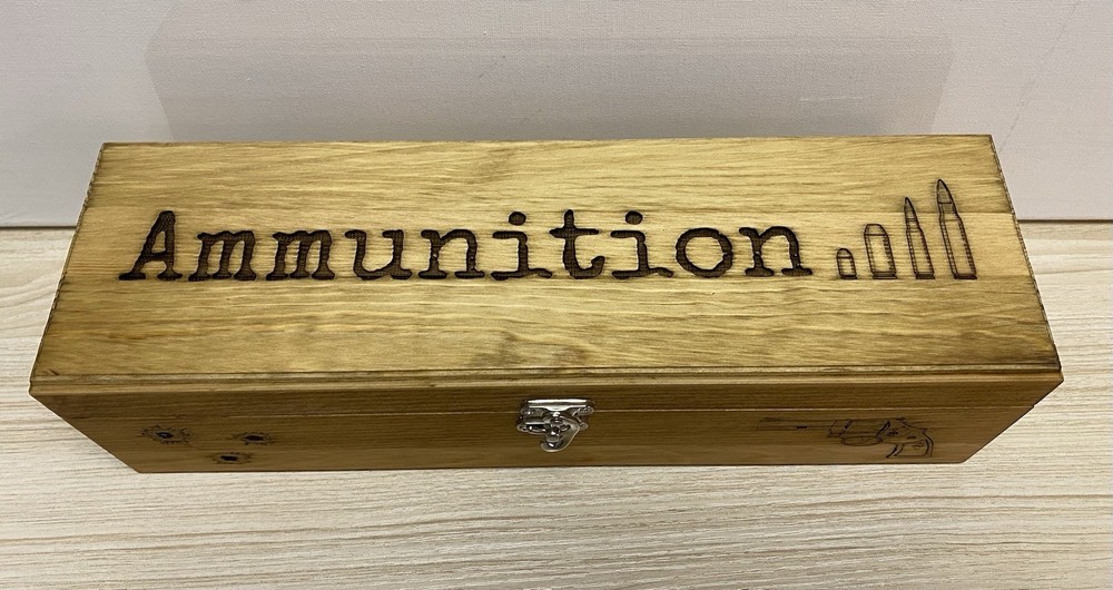 Wood Ammunition Ammo Box Custom Laser Engraved