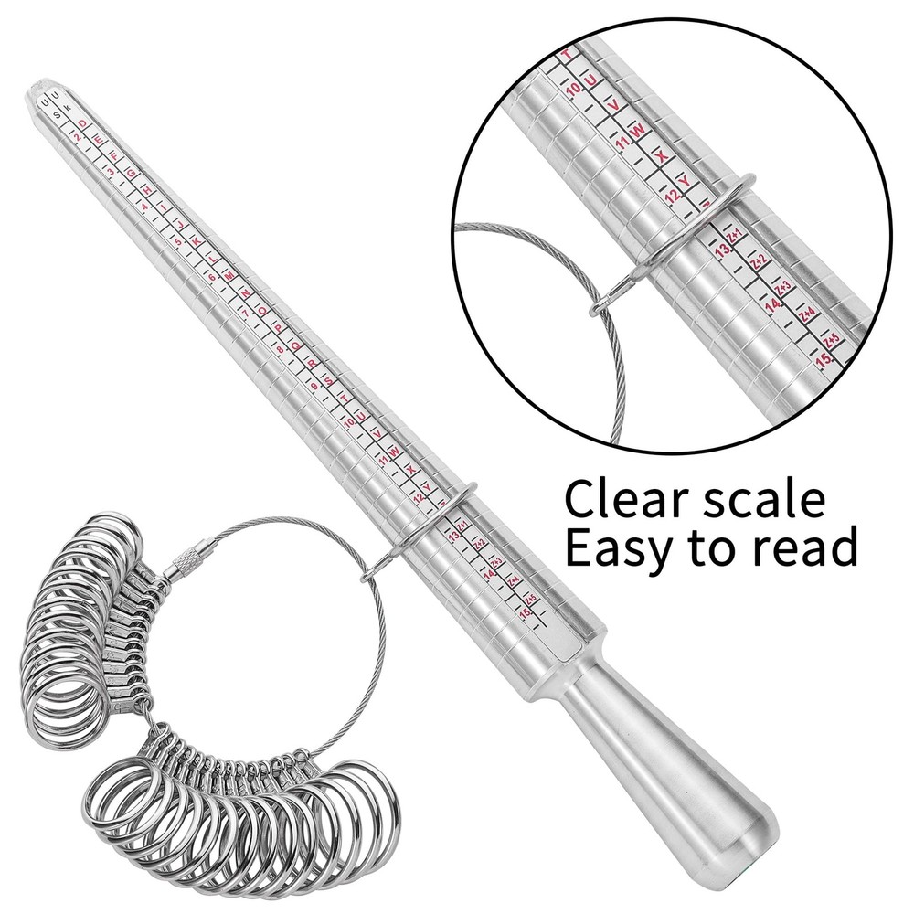 Hudinsun Ring Sizer Mandrel, Hammerable Solid Aluminum Silver