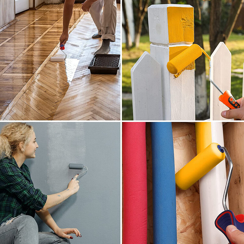 WORKPRO 12-Pack 4" Foam Paint Roller Paint Roller Kit Mini Paint Roller for Wall
