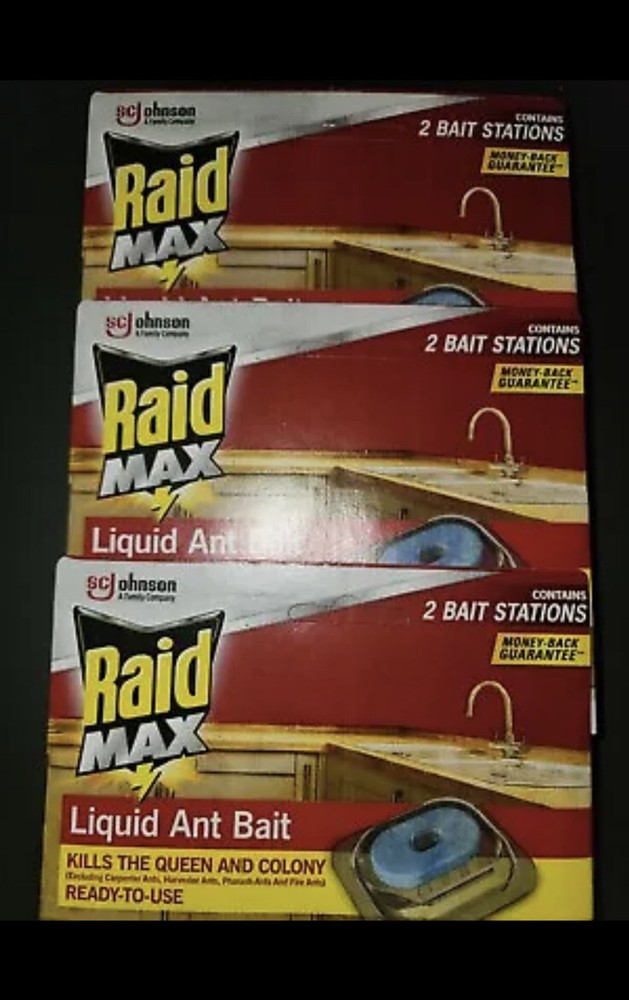 (3) RAID MAX LIQUID ANT BAITS 0.5 OZ. 3~2 BAIT STATIONS (6 TOTAL)