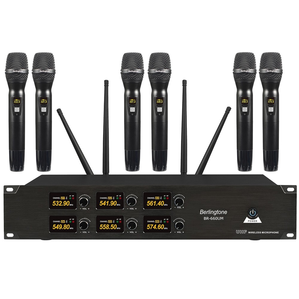 Berlingtone 6-Channel UHF Wireless Microphone System 6 Fixed Frequency Channel