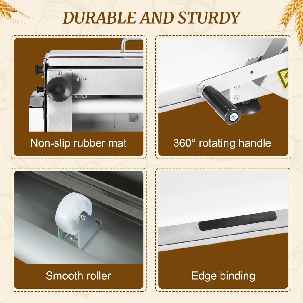 Manual Dough Sheeter 23.6"x12",Roller Machine,Commercial Folding Dough Maker ...