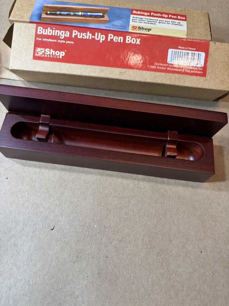 New.......Solid Bubinga Wood Push Up Pen Box for single / one pen