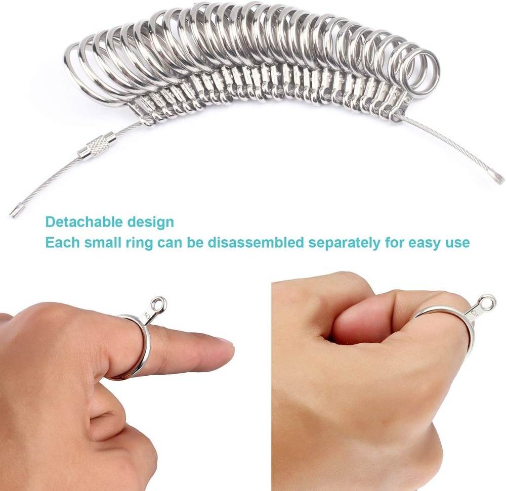 Adjustable Ring Sizing Tool for Adults, Includes Comprehensive Measurement Chart