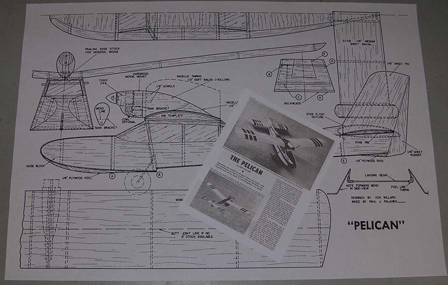Model Airplane Plans (FF): PELICAN 36" 1/2A Floatplane by Ken Willard