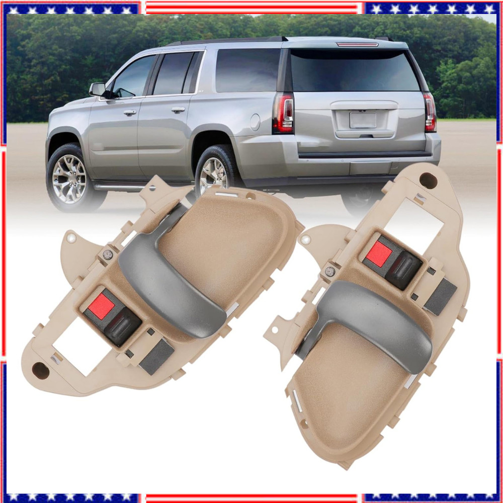 Interior Door Handle W/Bezel (TAN) Compatible with 1995-2000 Chevy GMC
