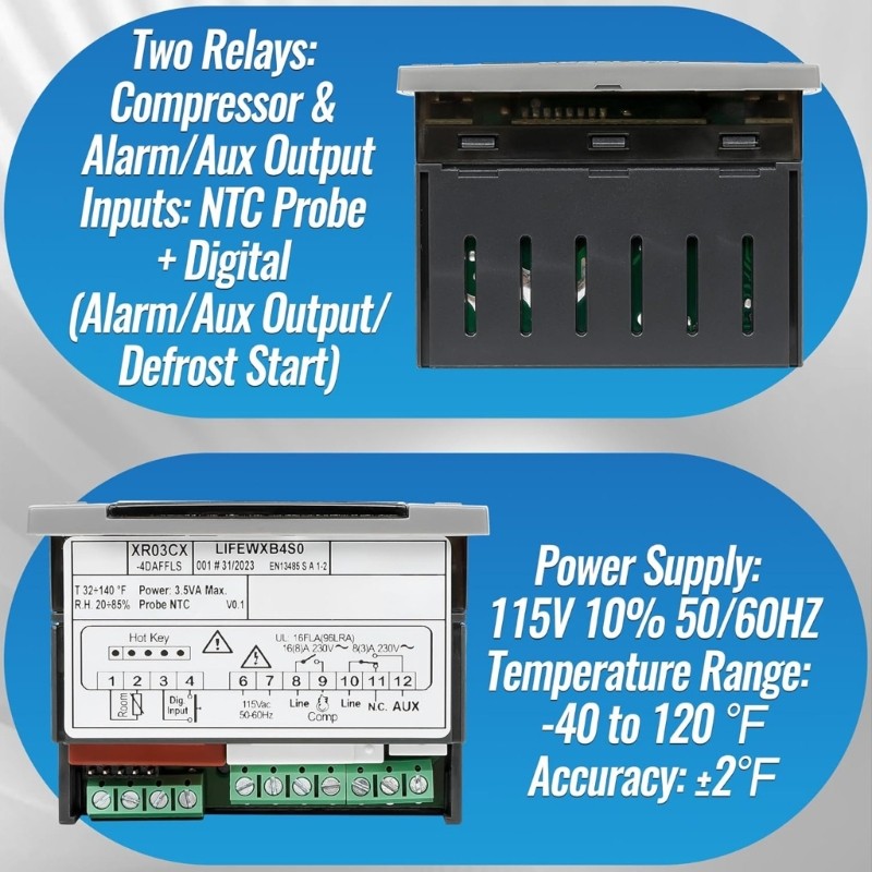 Thermostat Controllers For Compressor Base Refrigerators With Compact 32mm
