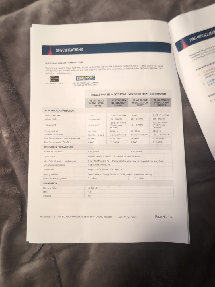 NEW JVIS USA MicroHeat 6-13 Electric Underfloor Hydronic Heater. 240V 1ph 60 HZ