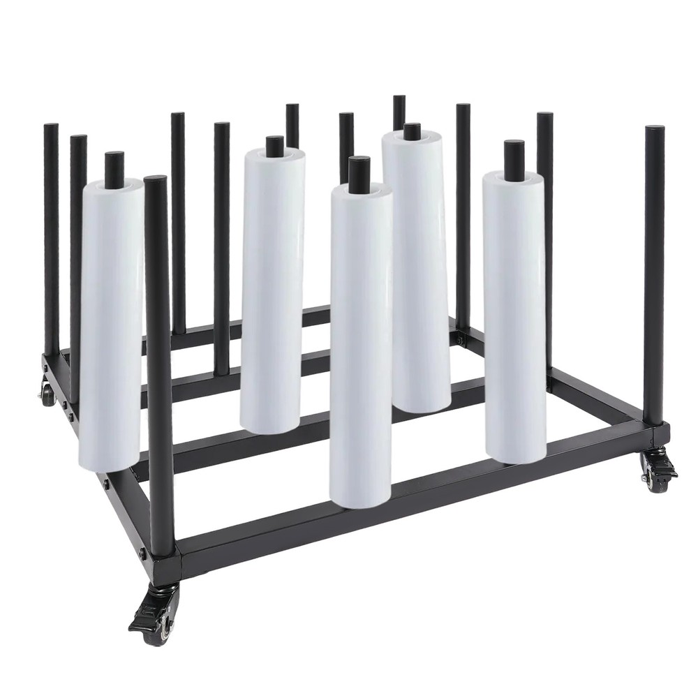 Mobile Storage Stand with 16 Rolls Capacity, Iron Roll Organizer with Wheels