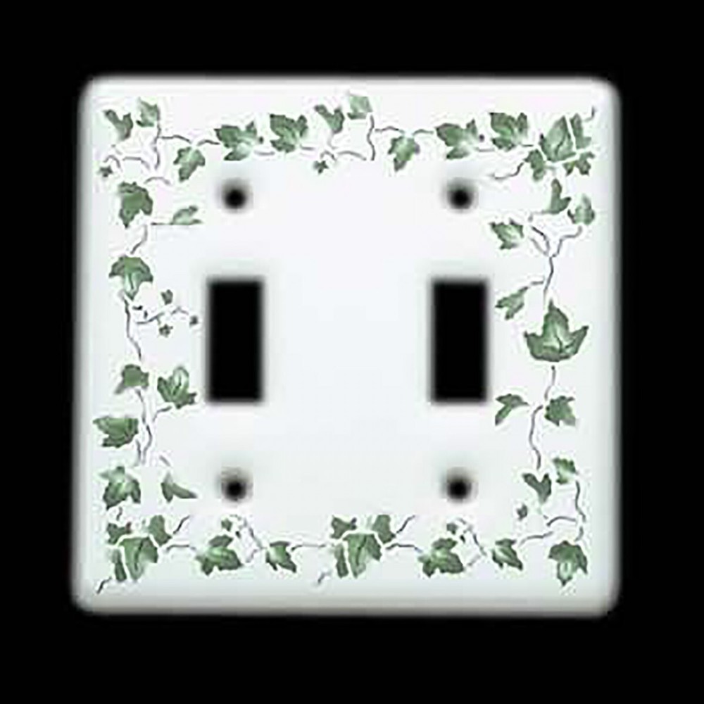 4 Vintage Light Switch Plate White Porcelain Ivy Double Toggle