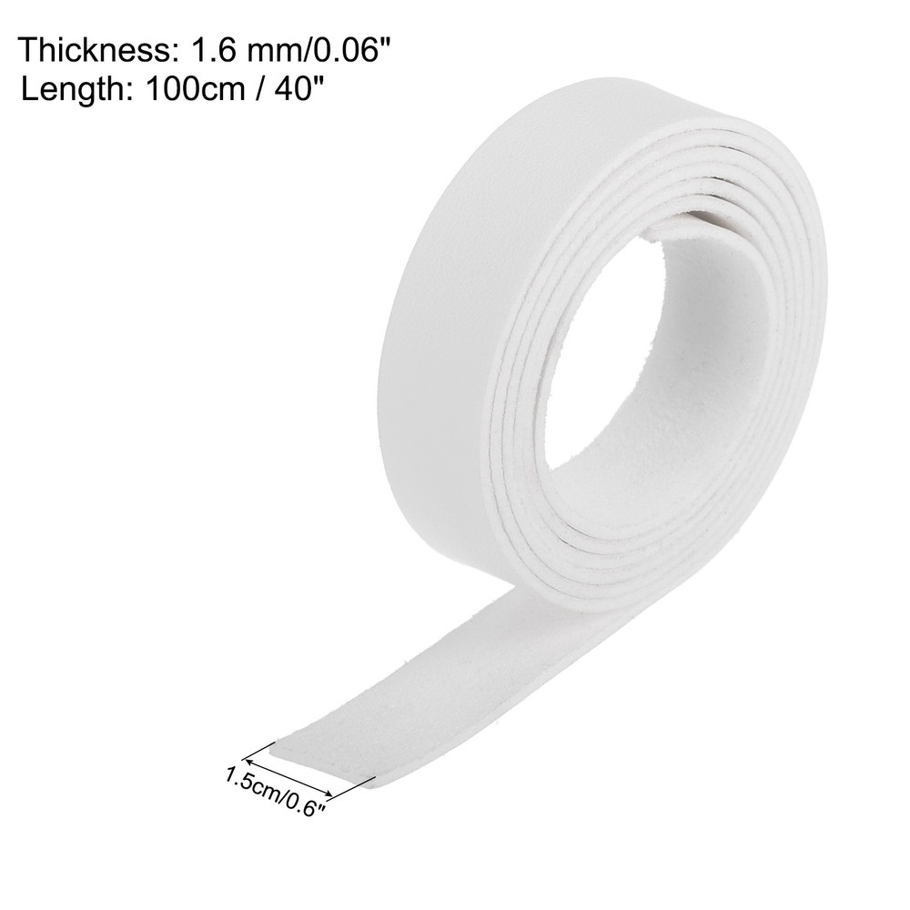 Leather Straps Strip Belt 1.5cm(0.6" Width) Leather Strips White, 2pcs