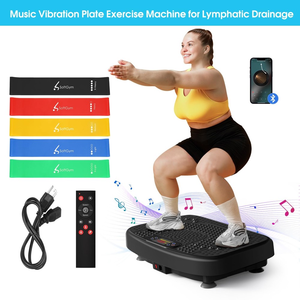Vibration Plate Exercise Machine for Lymphatic Drainage, 450 Lbs Capacity