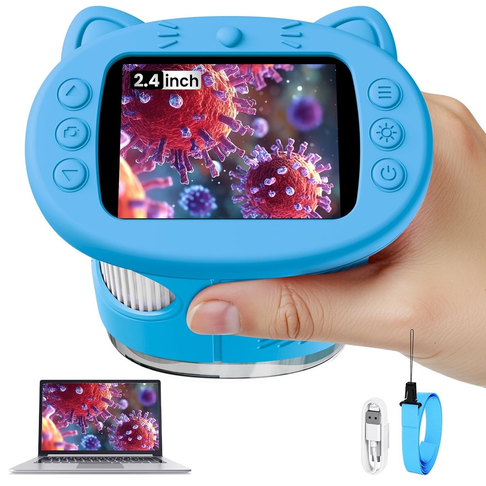 Microscope for Kids, 2.4 Inch Digital Microscope with 1000X Magnification, Ha...